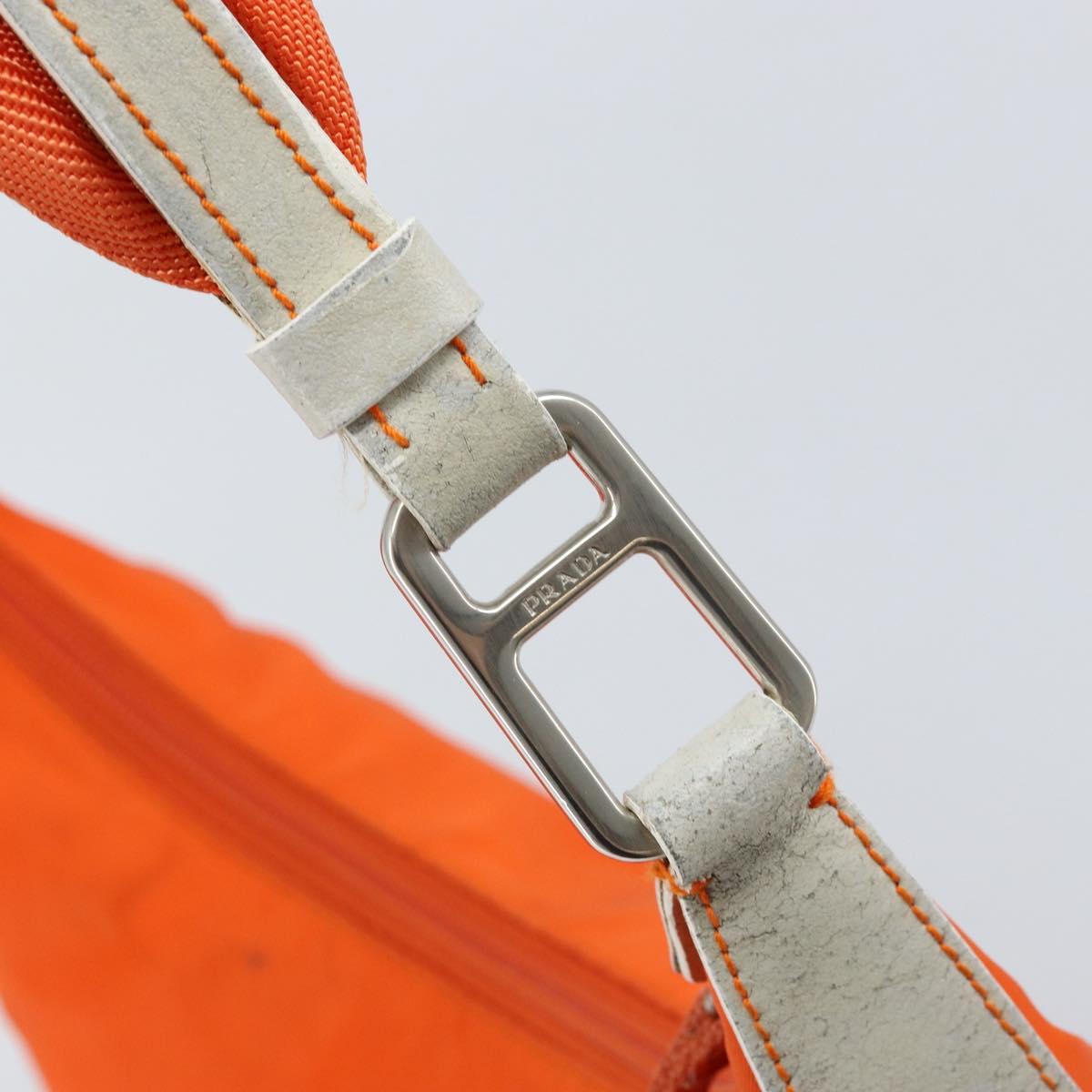 PRADA Shoulder Bag Nylon Orange Silver Auth ARZ293