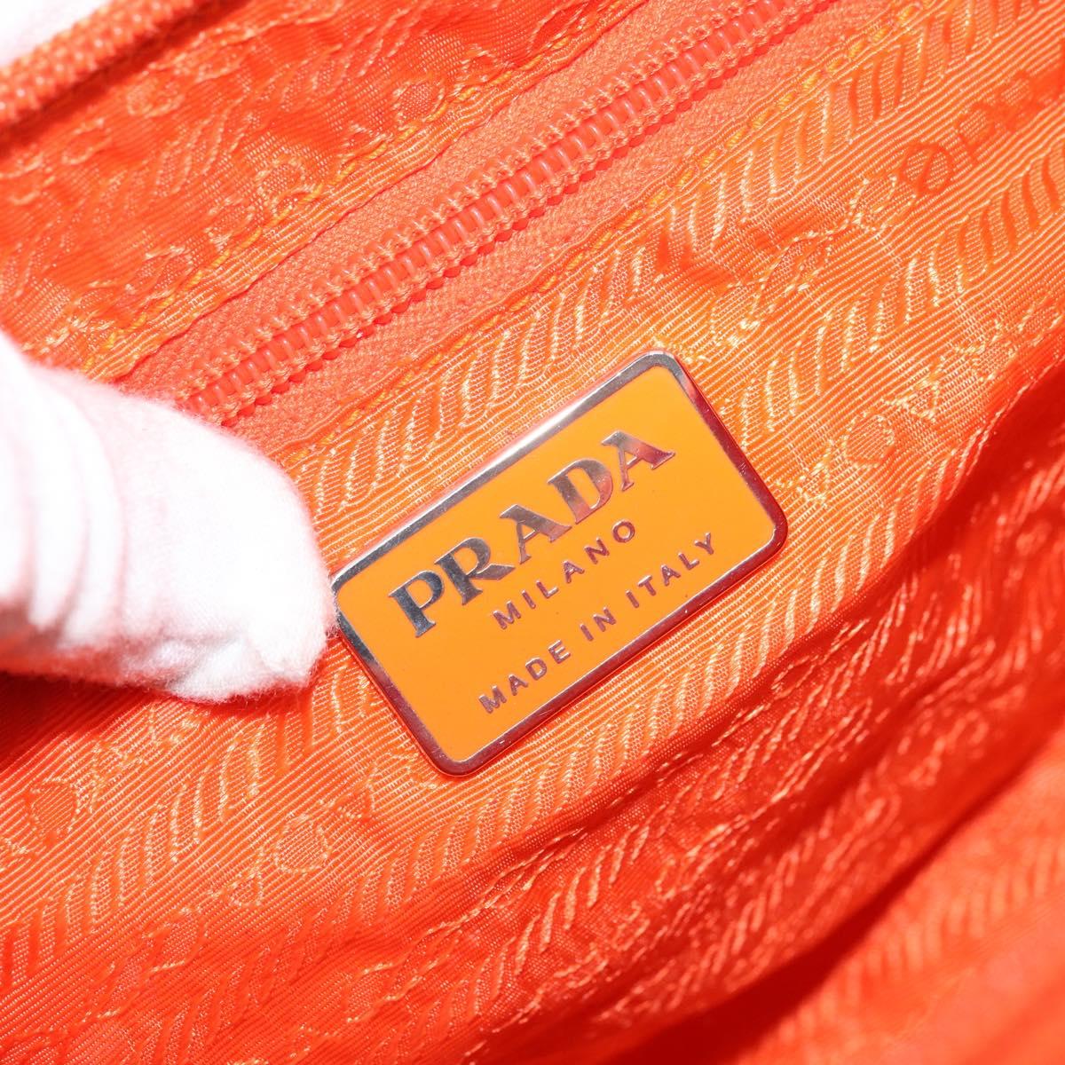 PRADA Shoulder Bag Nylon Orange Silver Auth ARZ293
