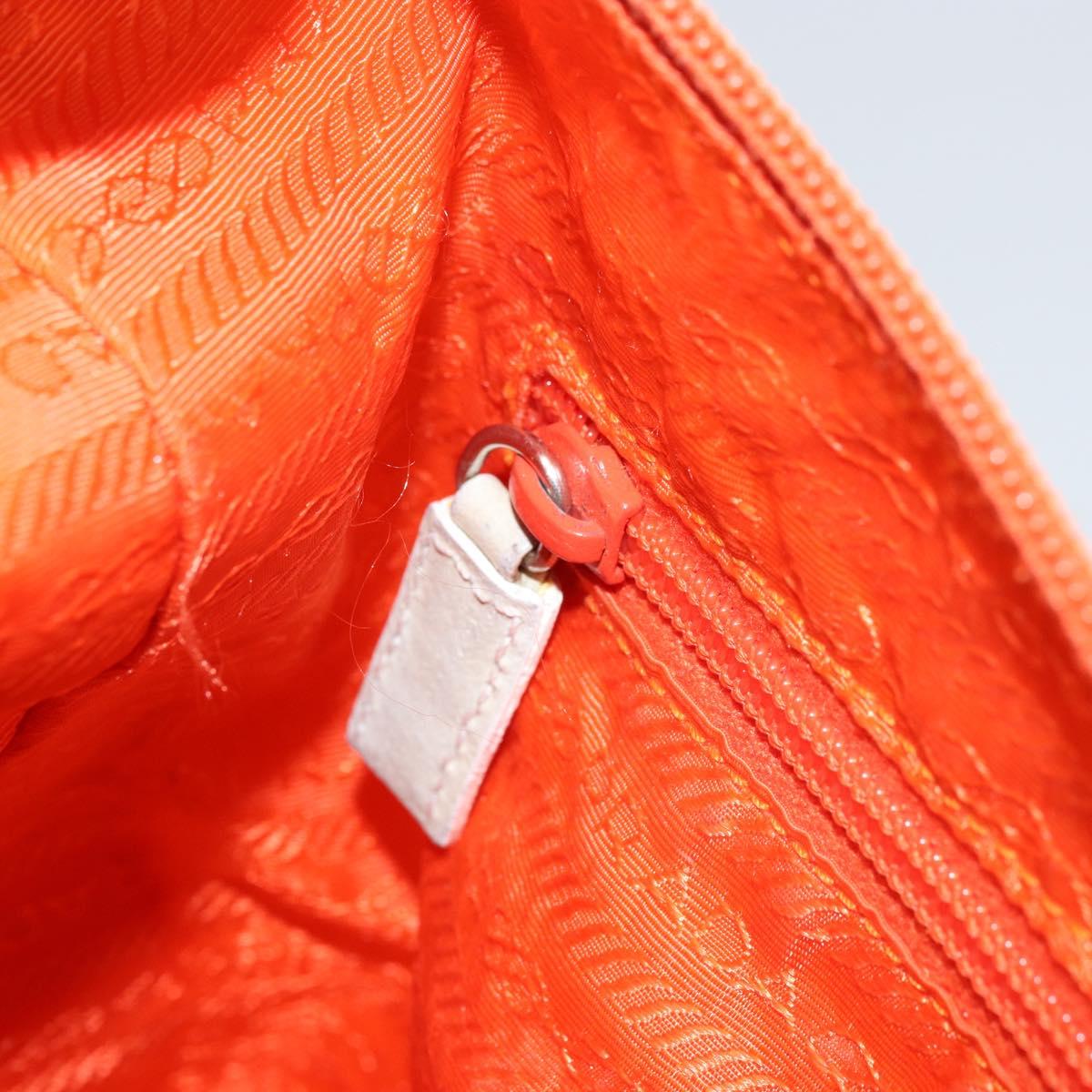 PRADA Shoulder Bag Nylon Orange Silver Auth ARZ293