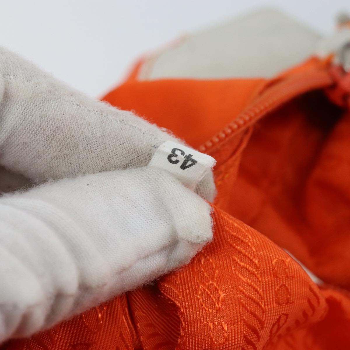 PRADA Shoulder Bag Nylon Orange Silver Auth ARZ293
