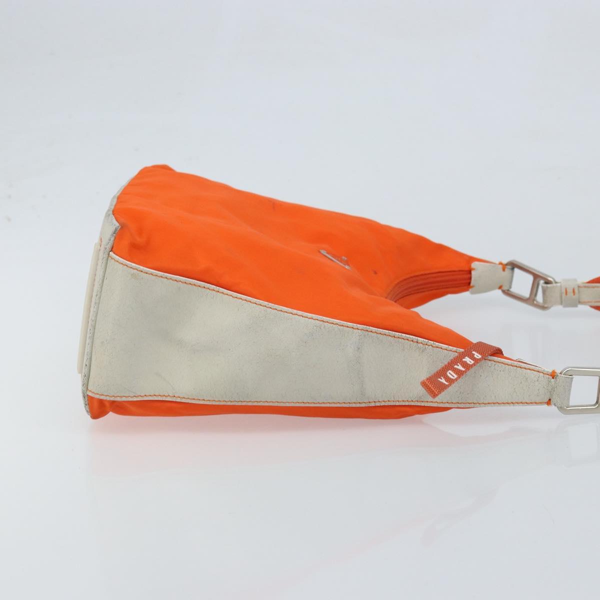 PRADA Shoulder Bag Nylon Orange Silver Auth ARZ293