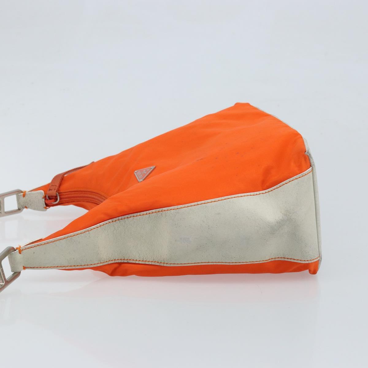 PRADA Shoulder Bag Nylon Orange Silver Auth ARZ293