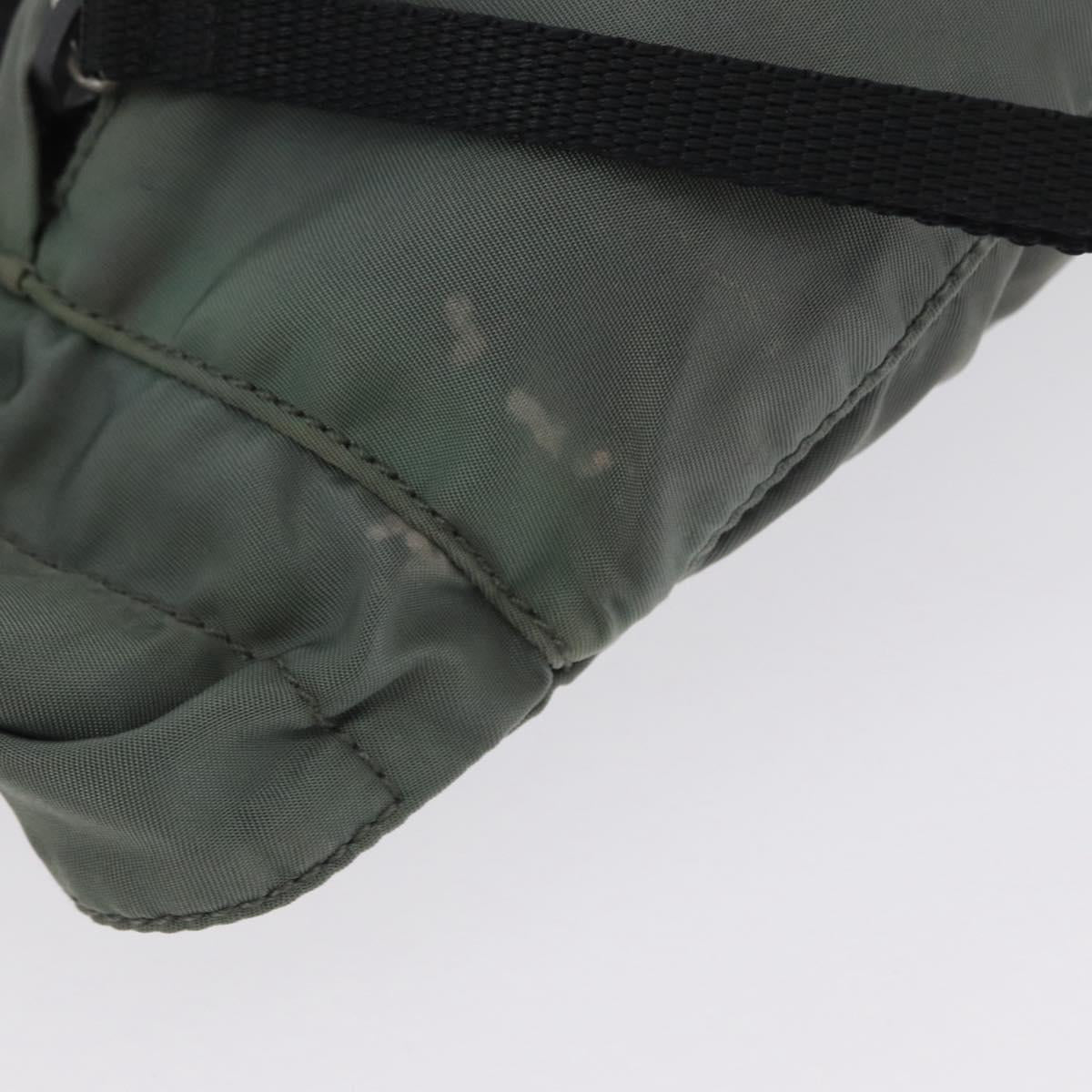PRADA Body Bag Nylon Green Silver Auth ARZ294