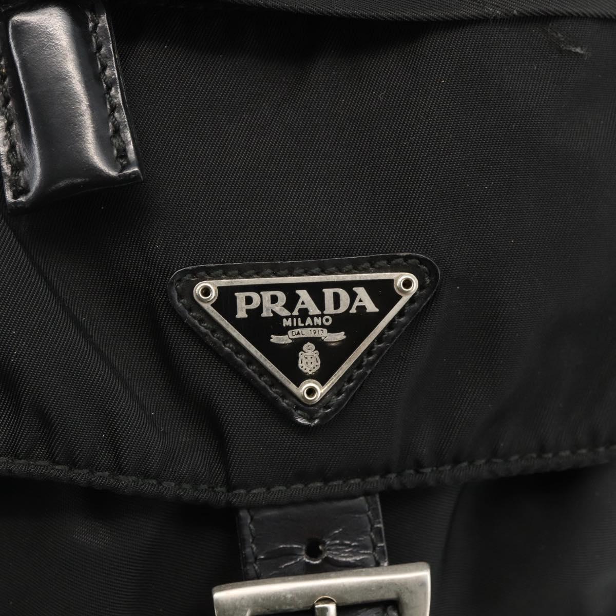 PRADA Backpack Nylon Black Silver Auth ARZ295A