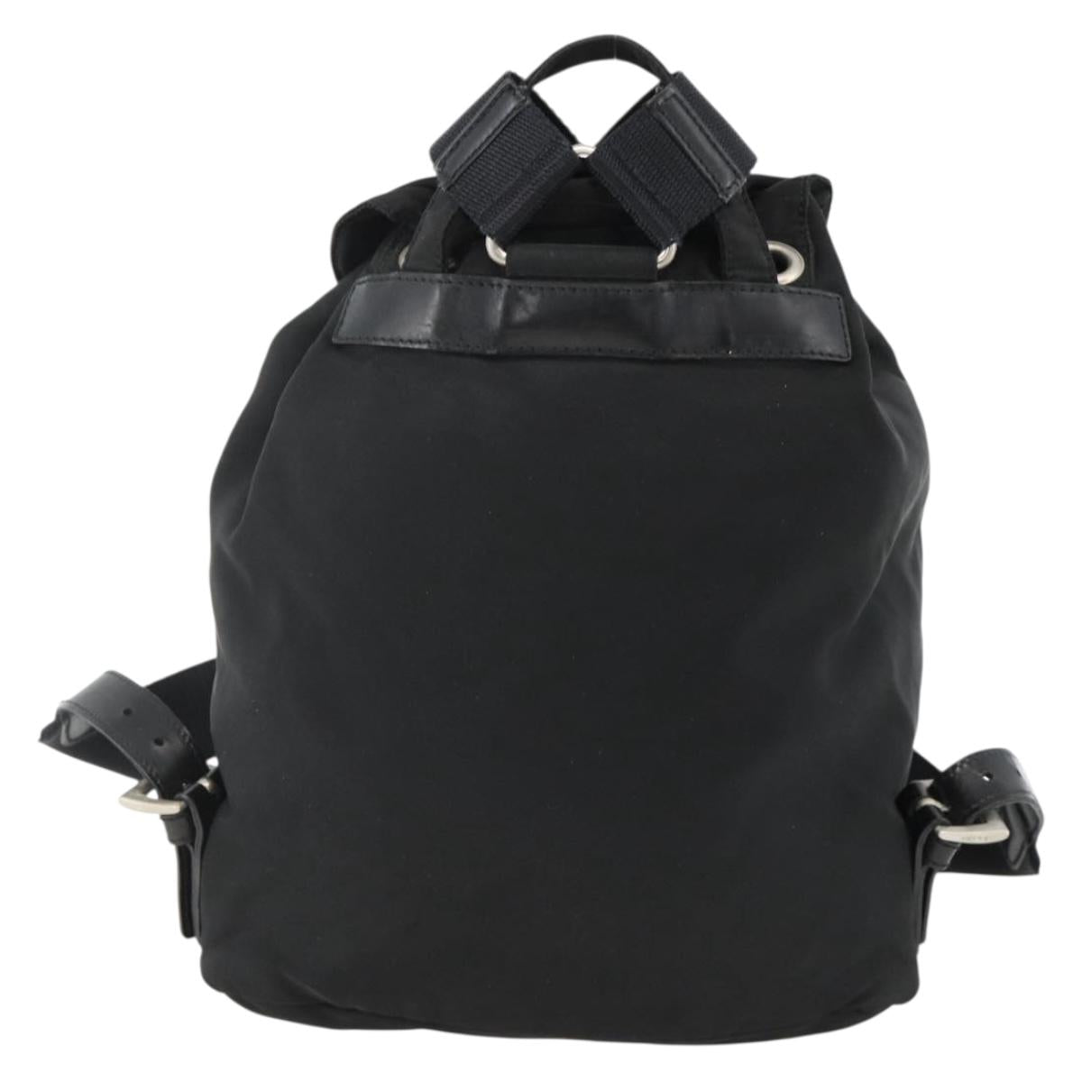 PRADA Backpack Nylon Black Silver Auth ARZ295A