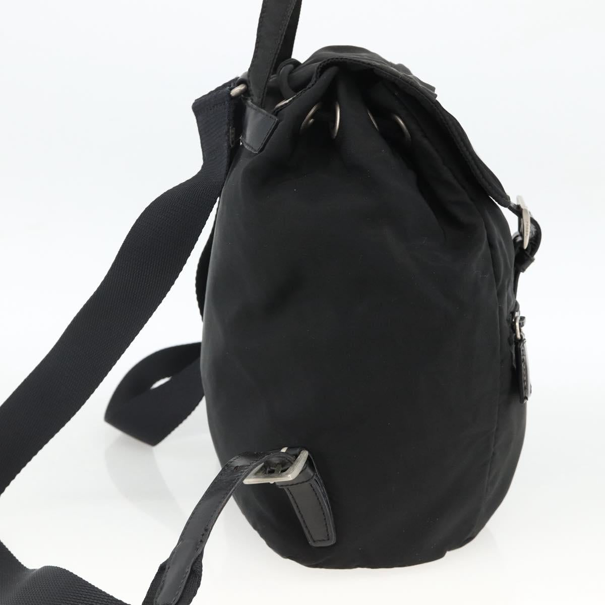 PRADA Backpack Nylon Black Silver Auth ARZ295A