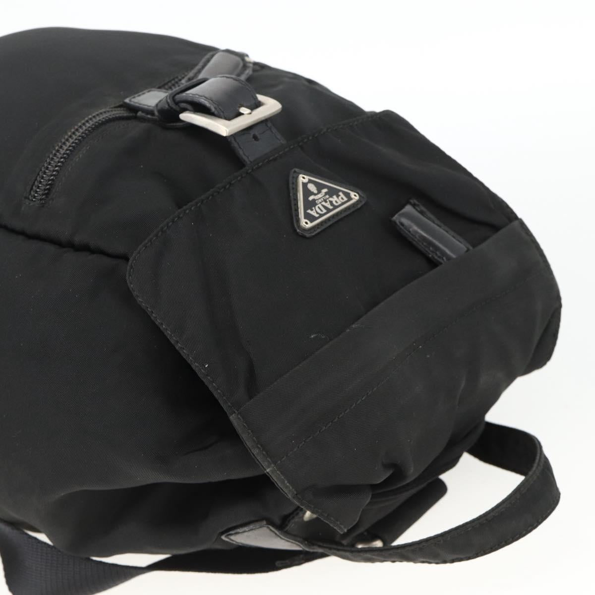 PRADA Backpack Nylon Black Silver Auth ARZ295A
