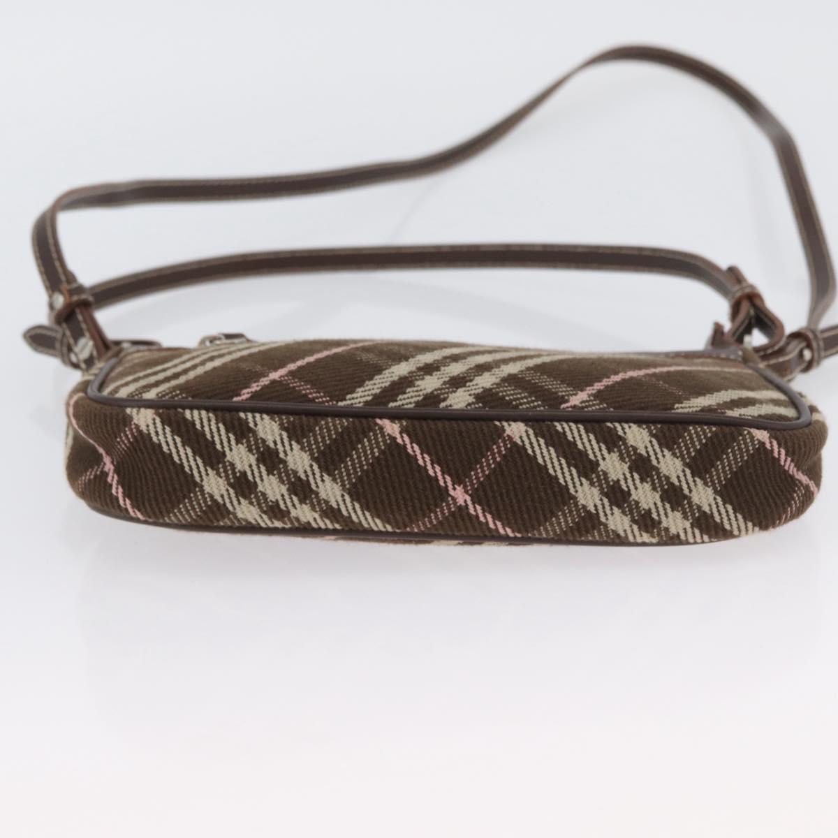 BURBERRY Nova Check Blue Label Shoulder Bag 2way Brown Silver Auth ARZ297A