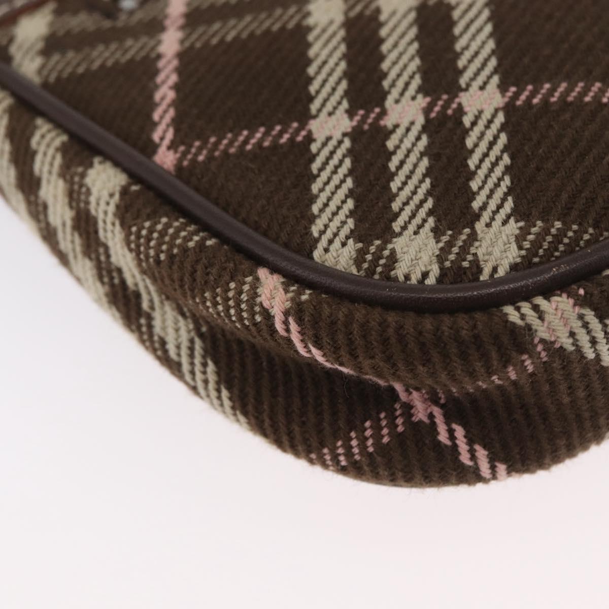BURBERRY Nova Check Blue Label Shoulder Bag 2way Brown Silver Auth ARZ297A