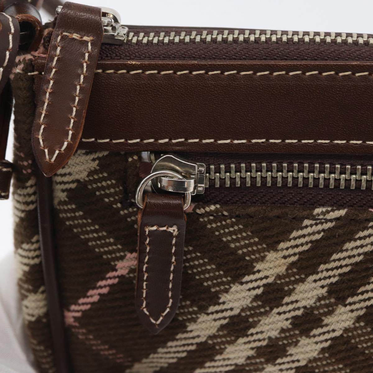 BURBERRY Nova Check Blue Label Shoulder Bag 2way Brown Silver Auth ARZ297A