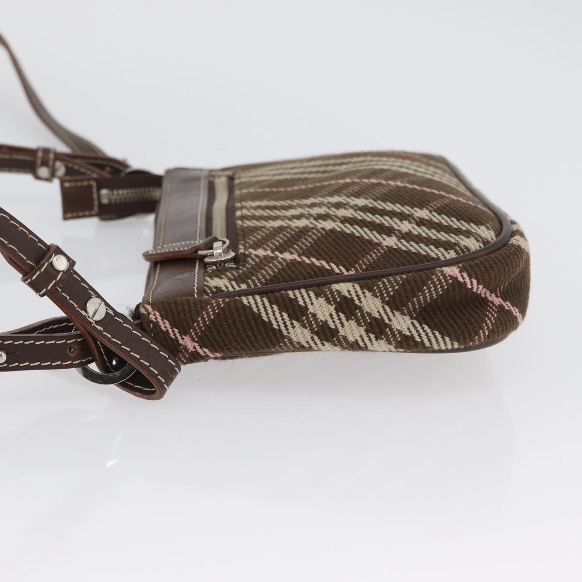 BURBERRY Nova Check Blue Label Shoulder Bag 2way Brown Silver Auth ARZ297A
