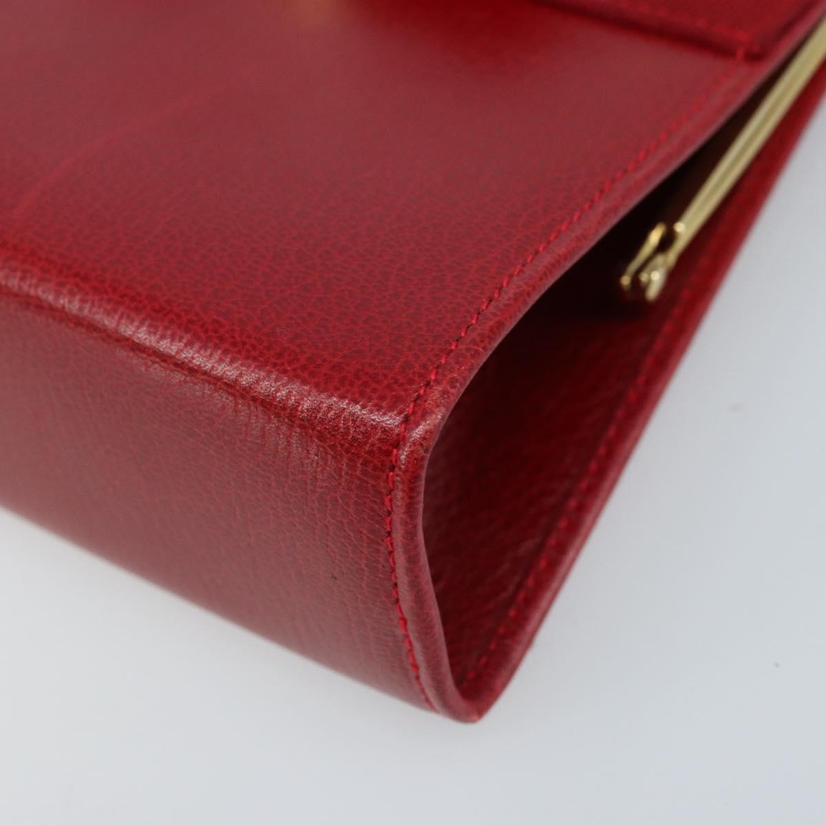 Salvatore Ferragamo Vala Chain Shoulder Bag Leather Red Gold Auth ARZ298