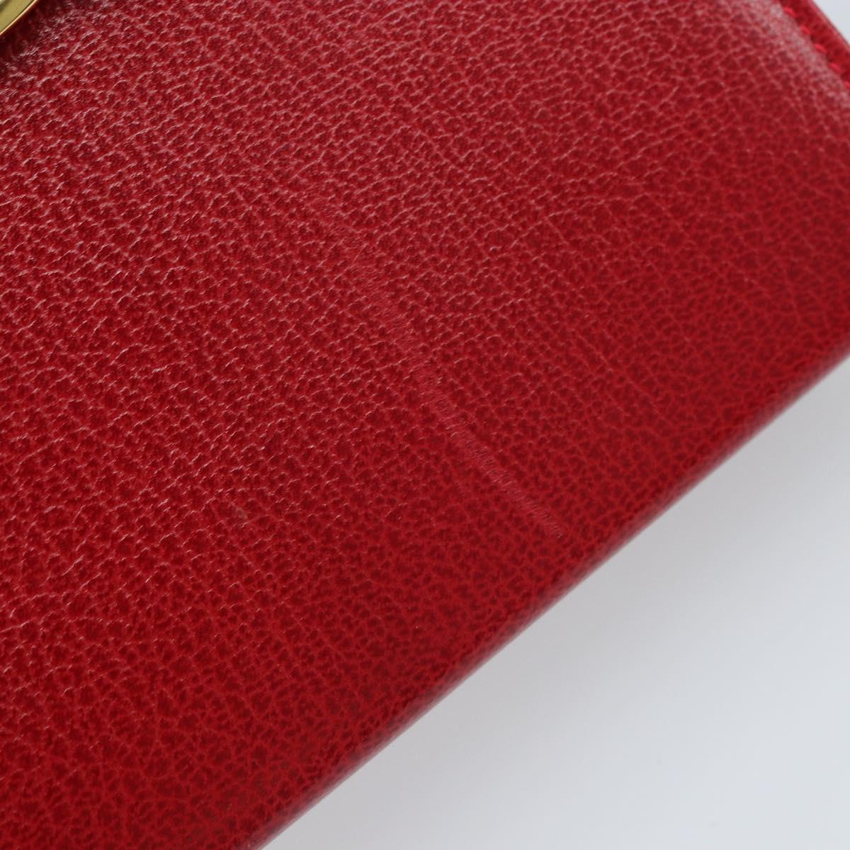 Salvatore Ferragamo Vala Chain Shoulder Bag Leather Red Gold Auth ARZ298