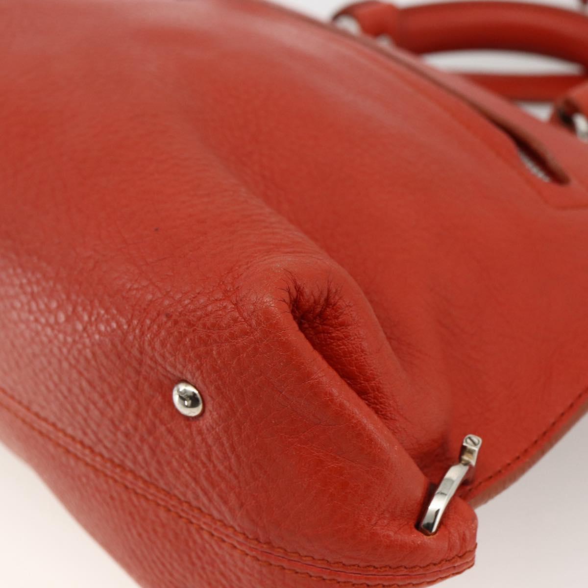 Salvatore Ferragamo Gancini Hand Bag Leather 2way Red Silver Auth ARZ300A
