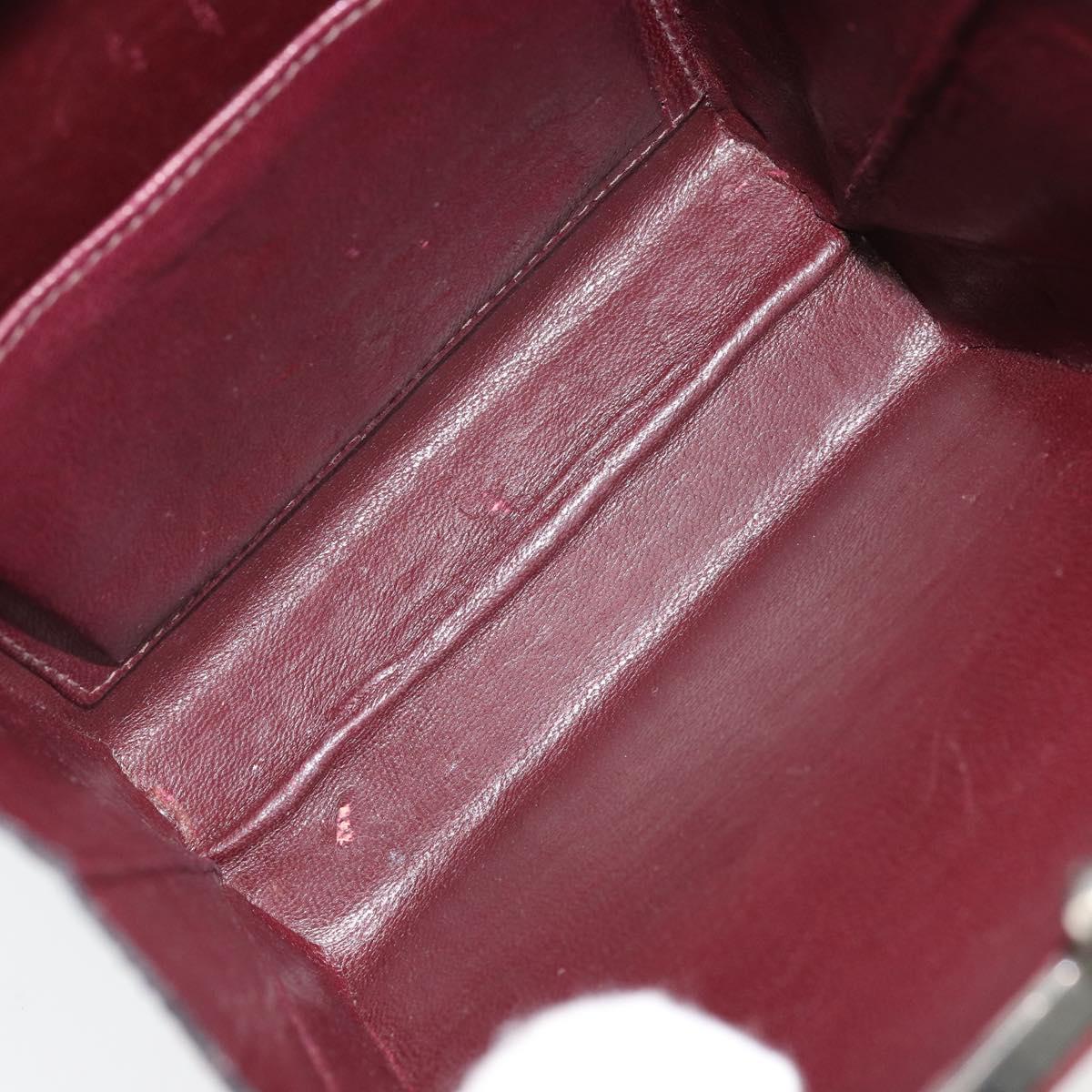 CELINE Horsebit Chain Shoulder Bag Suede Bordeaux Gold Auth ARZ301V