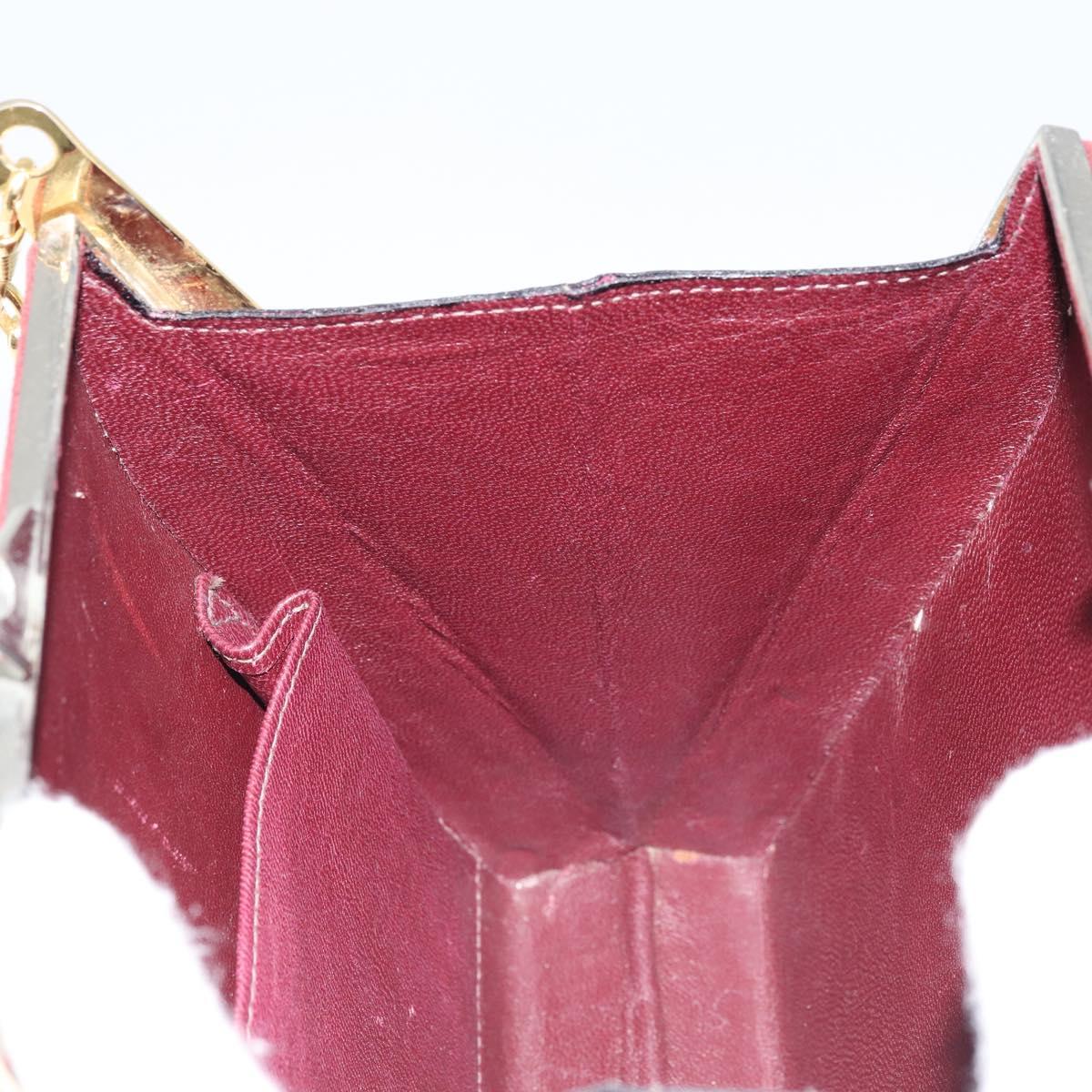 CELINE Horsebit Chain Shoulder Bag Suede Bordeaux Gold Auth ARZ301V