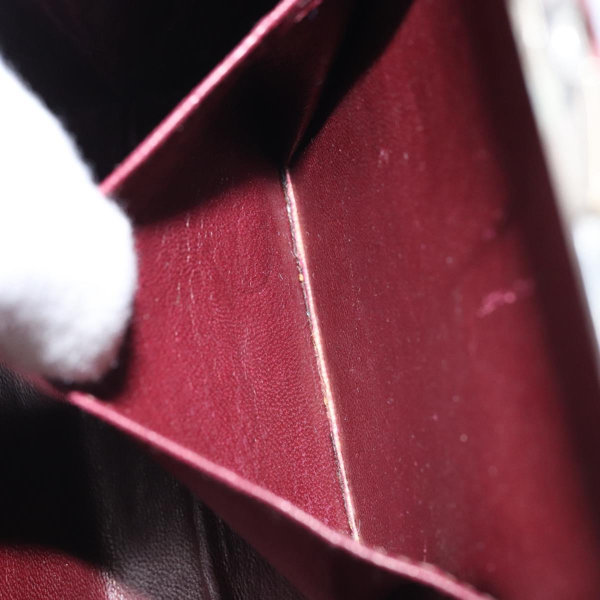CELINE Horsebit Chain Shoulder Bag Suede Bordeaux Gold Auth ARZ301V