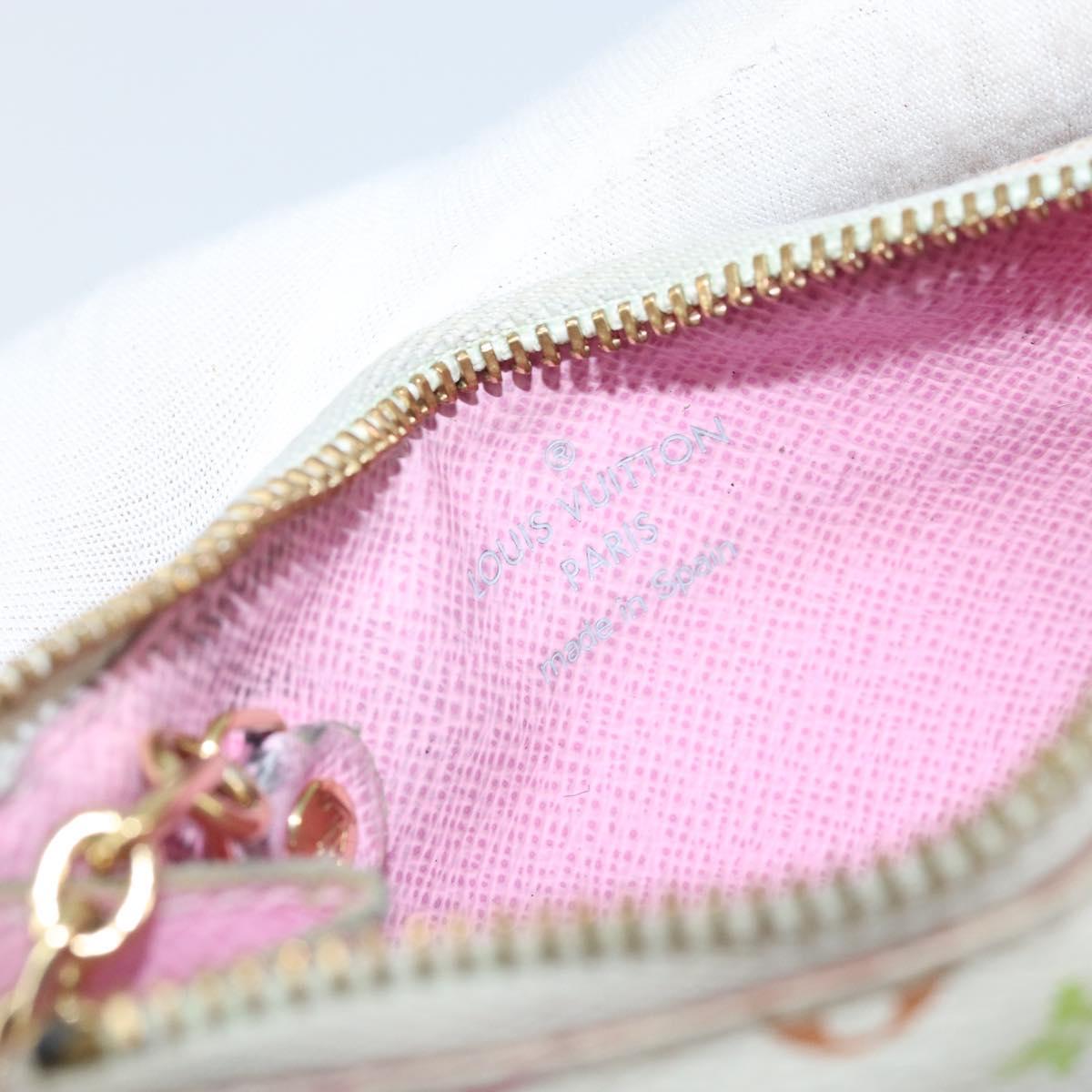 LOUIS VUITTON Multicolor Pochette Cles NM Coin Purse White M93734 LV Auth ARZ305