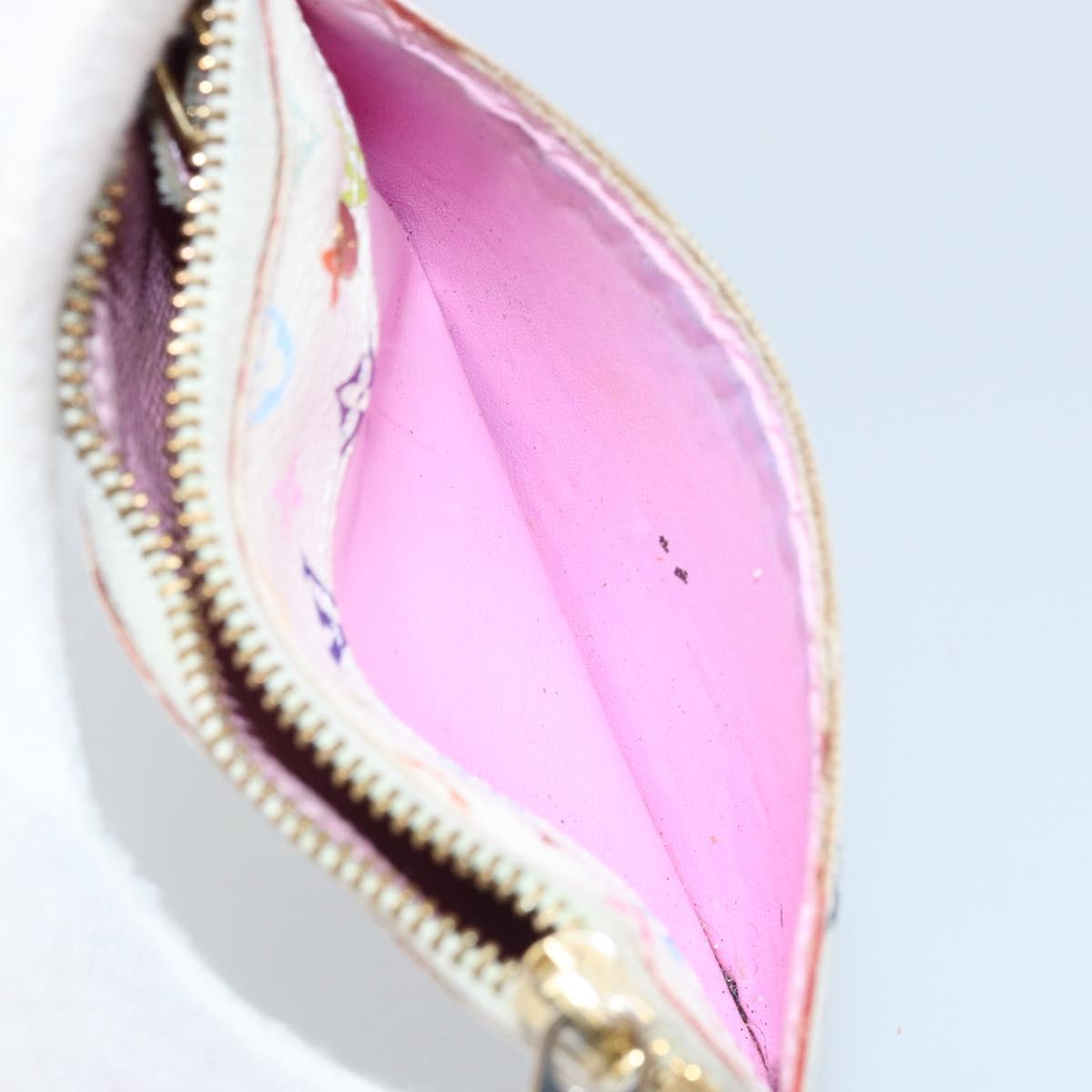 LOUIS VUITTON Multicolor Pochette Cles NM Coin Purse White M93734 LV Auth ARZ305