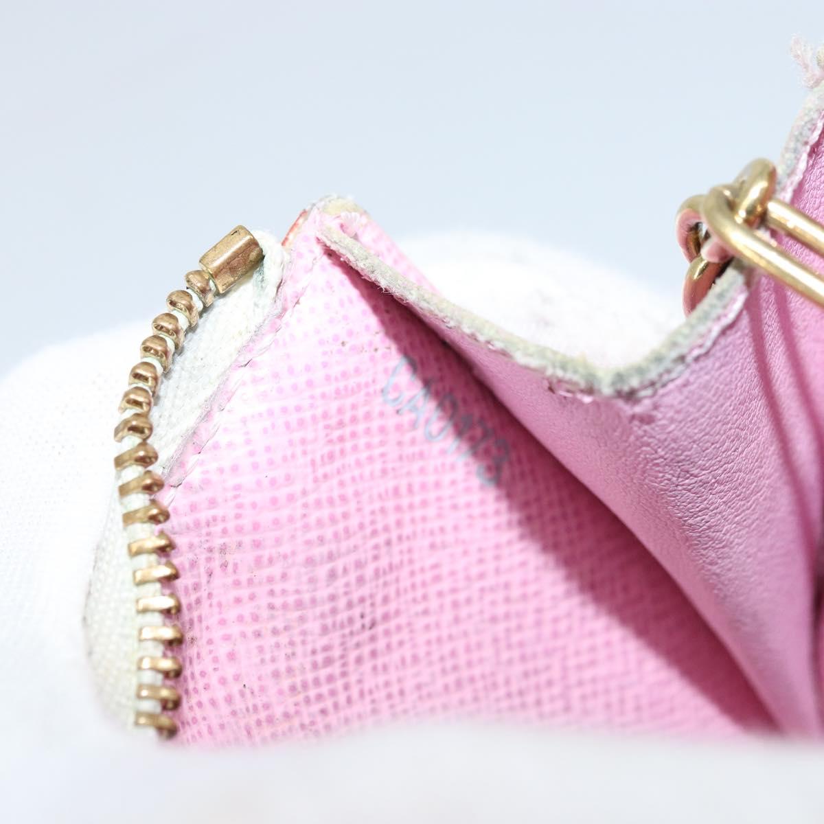 LOUIS VUITTON Multicolor Pochette Cles NM Coin Purse White M93734 LV Auth ARZ305