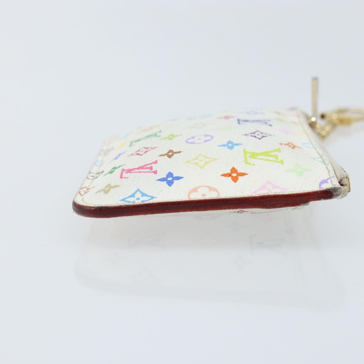 LOUIS VUITTON Multicolor Pochette Cles NM Coin Purse White M93734 LV Auth ARZ305