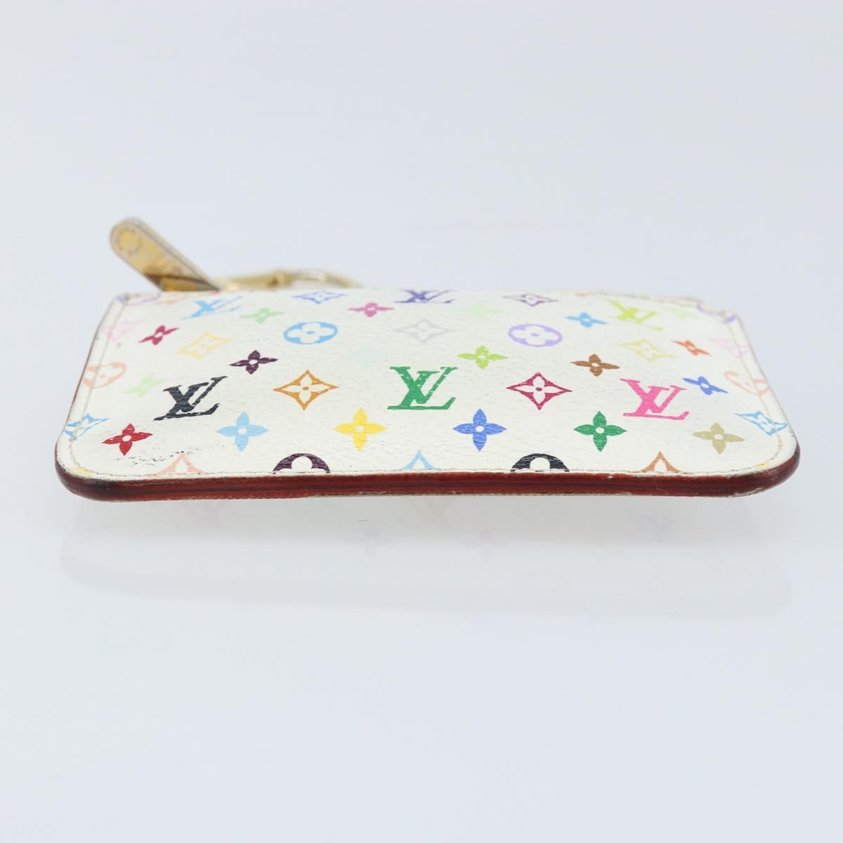 LOUIS VUITTON Multicolor Pochette Cles NM Coin Purse White M93734 LV Auth ARZ305