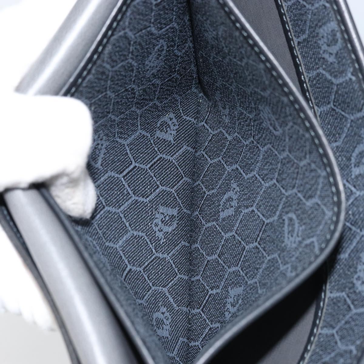 Christian Dior Honeycomb Canvas Shoulder Bag PVC Black Gold Auth ARZ307
