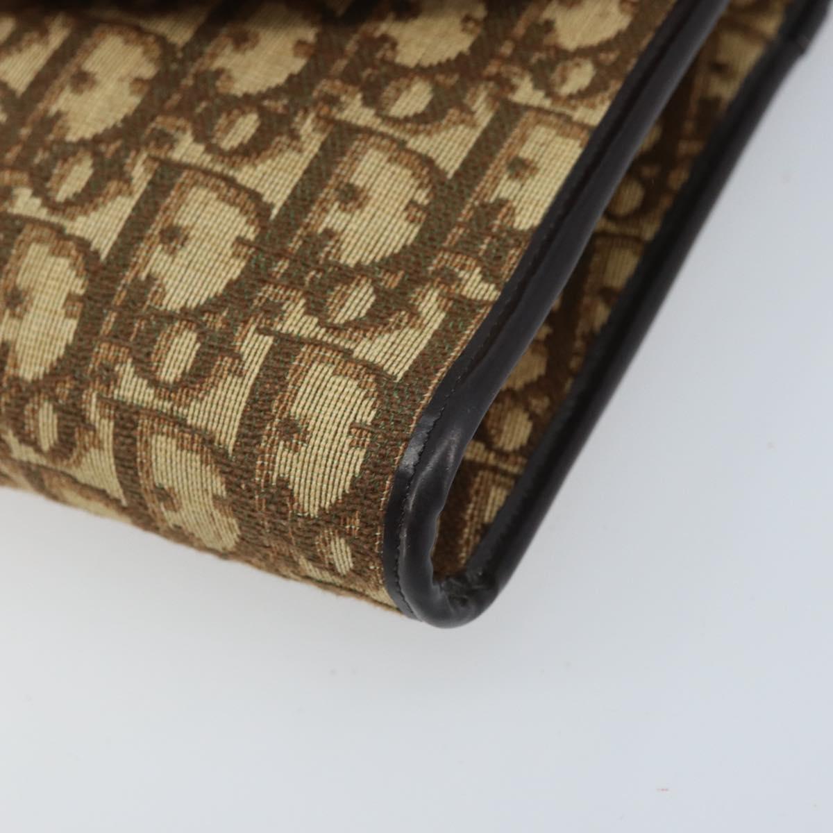 Christian Dior Trotter Canvas Chain Shoulder Bag Brown Gold Auth ARZ308A