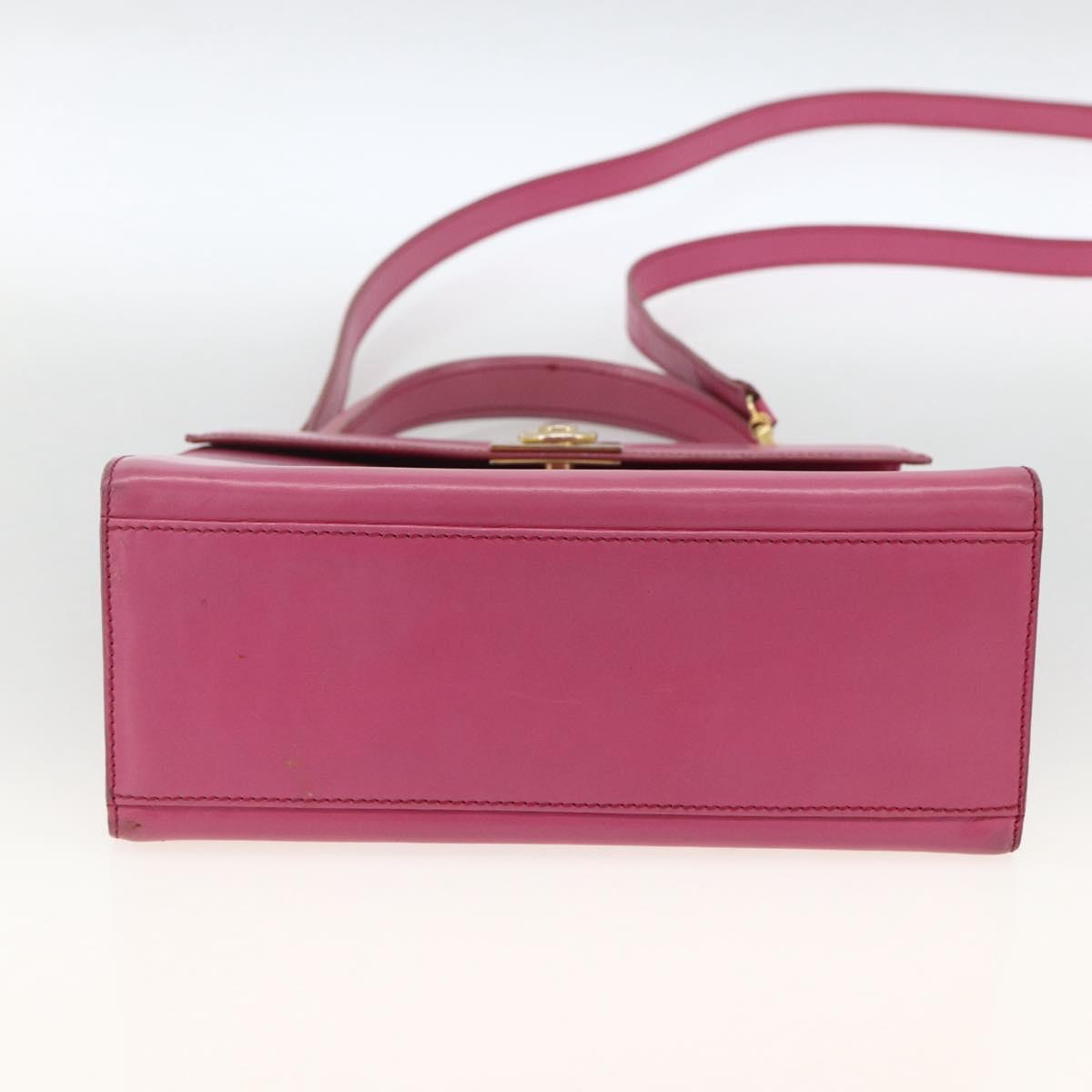 CELINE Hand Bag Leather 2way Pink Gold Auth ARZ310V