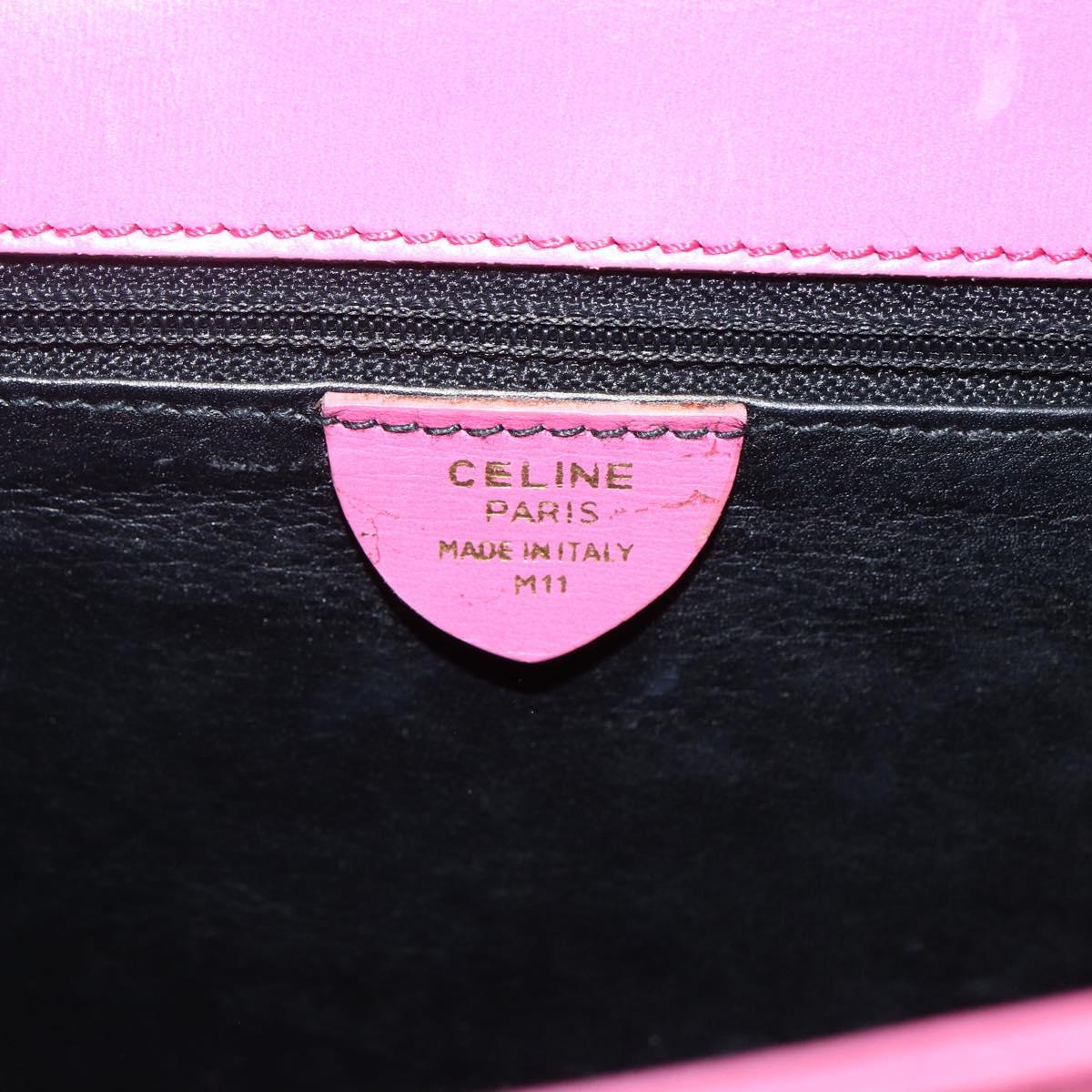 CELINE Hand Bag Leather 2way Pink Gold Auth ARZ310V