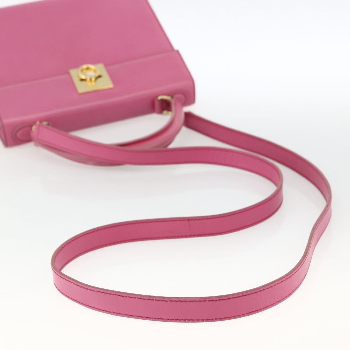 CELINE Hand Bag Leather 2way Pink Gold Auth ARZ310V