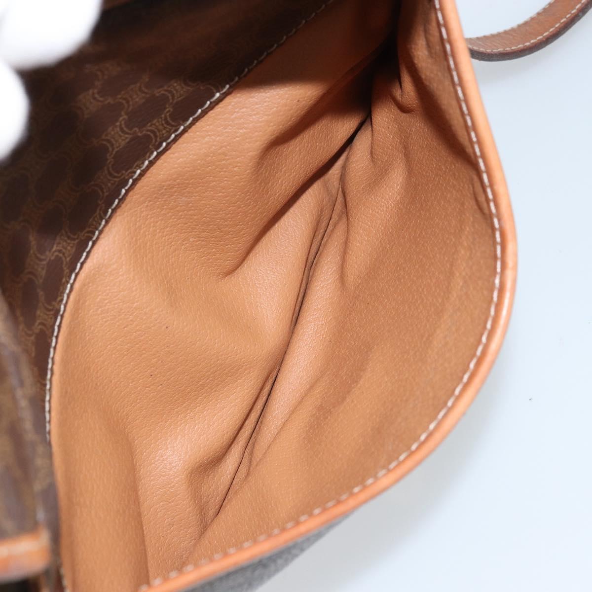 CELINE Macadam Canvas Shoulder Bag PVC Leather Brown Gold Auth ARZ311