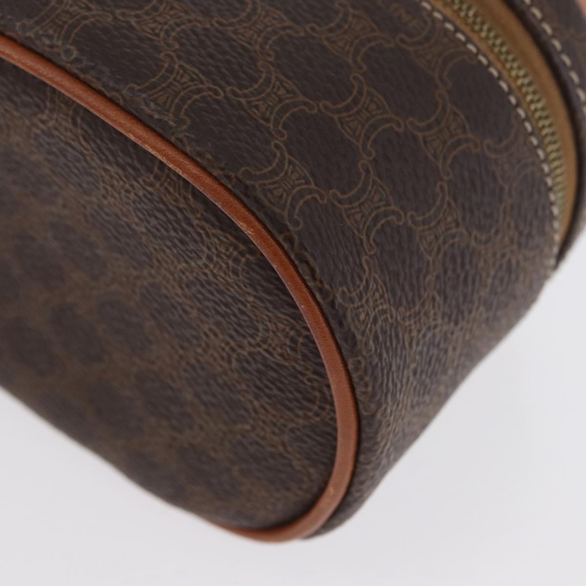CELINE Macadam Canvas Mini Vanity Hand Bag PVC Leather Brown Gold Auth ARZ312A