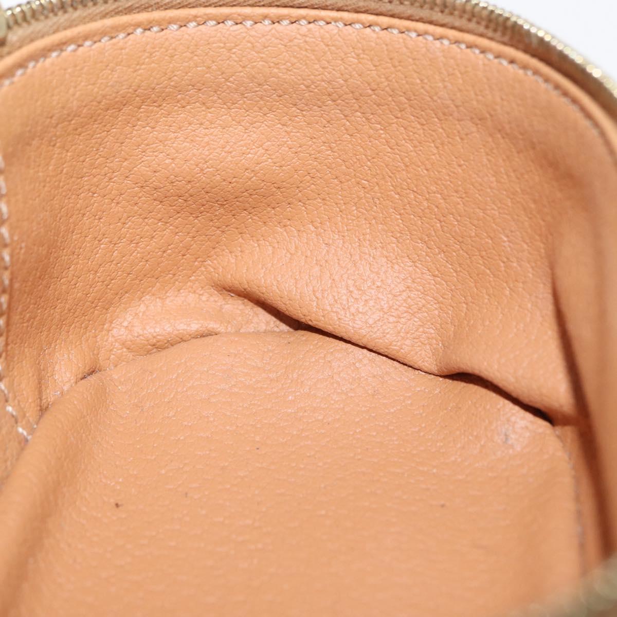 CELINE Macadam Canvas Mini Vanity Hand Bag PVC Leather Brown Gold Auth ARZ312A