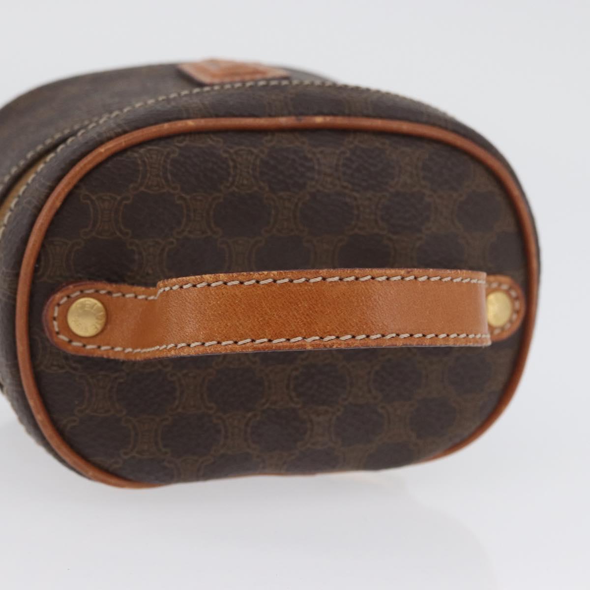 CELINE Macadam Canvas Mini Vanity Hand Bag PVC Leather Brown Gold Auth ARZ312A