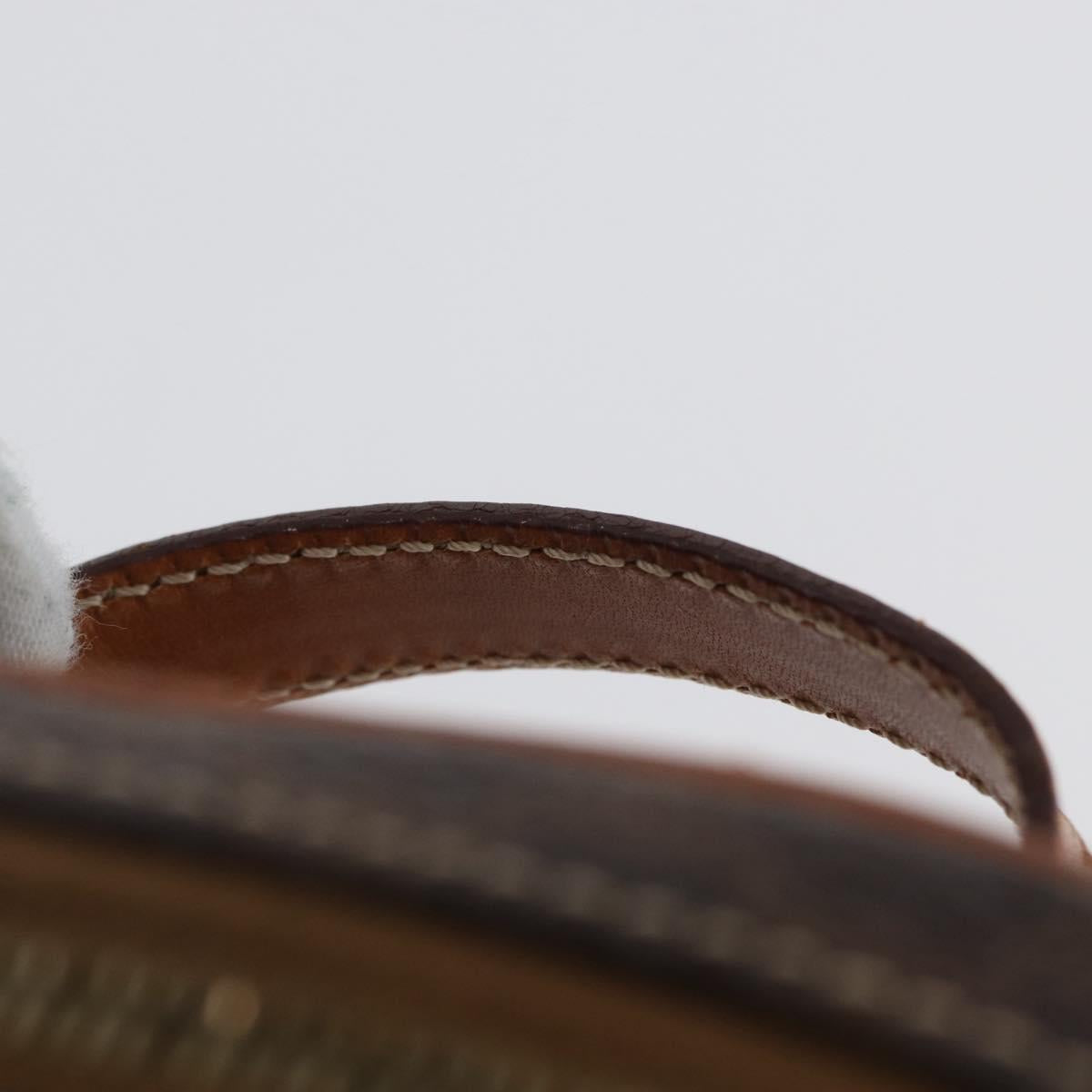 CELINE Macadam Canvas Mini Vanity Hand Bag PVC Leather Brown Gold Auth ARZ312A