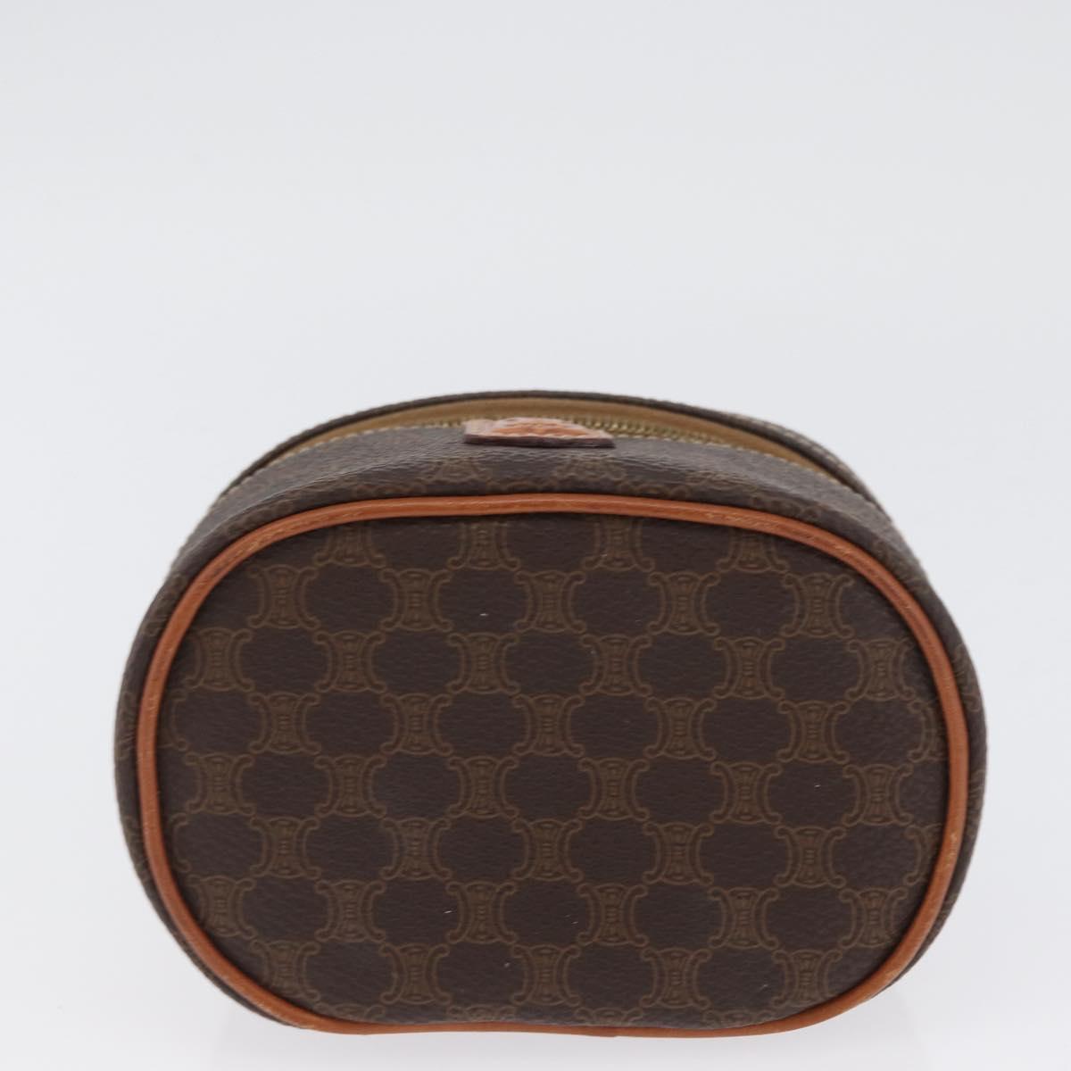 CELINE Macadam Canvas Mini Vanity Hand Bag PVC Leather Brown Gold Auth ARZ312A