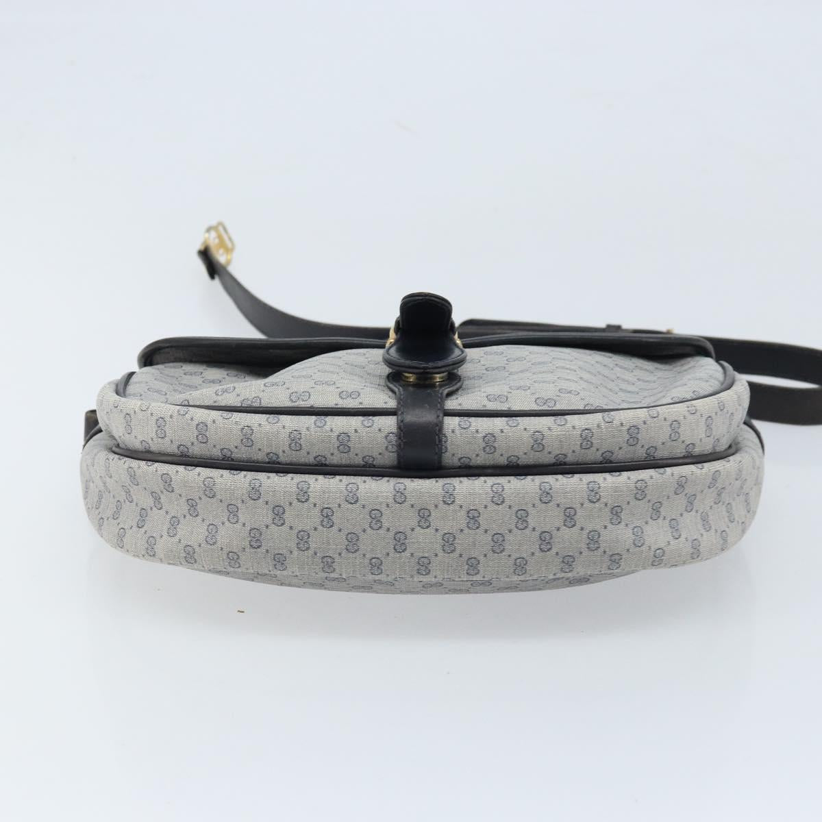 GUCCI Micro GG Supreme Shoulder Bag PVC Navy Gold Auth ARZ314