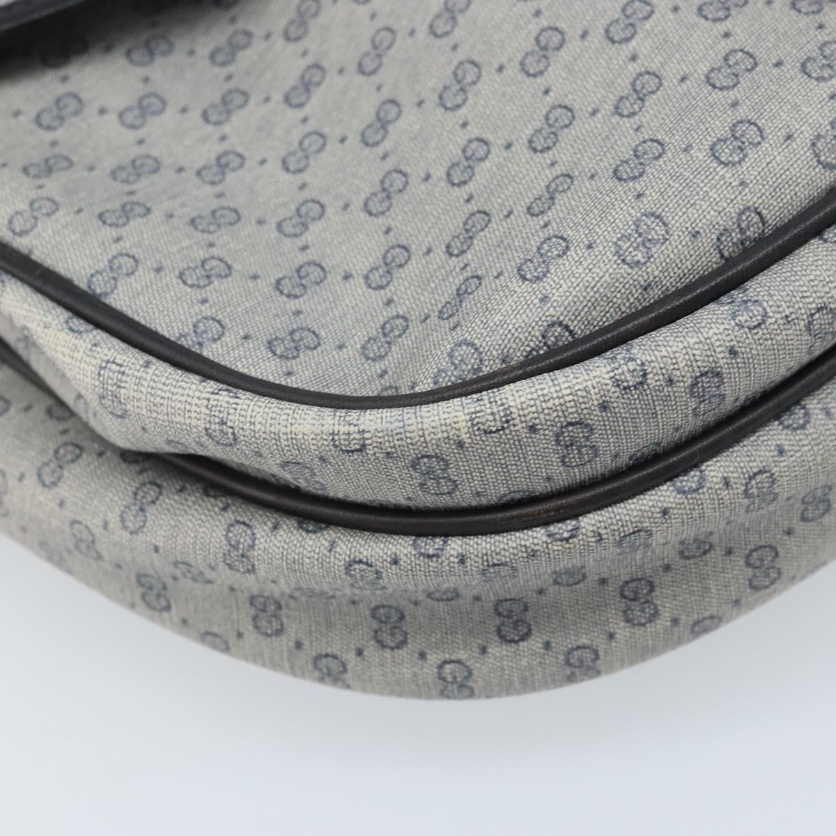 GUCCI Micro GG Supreme Shoulder Bag PVC Navy Gold Auth ARZ314