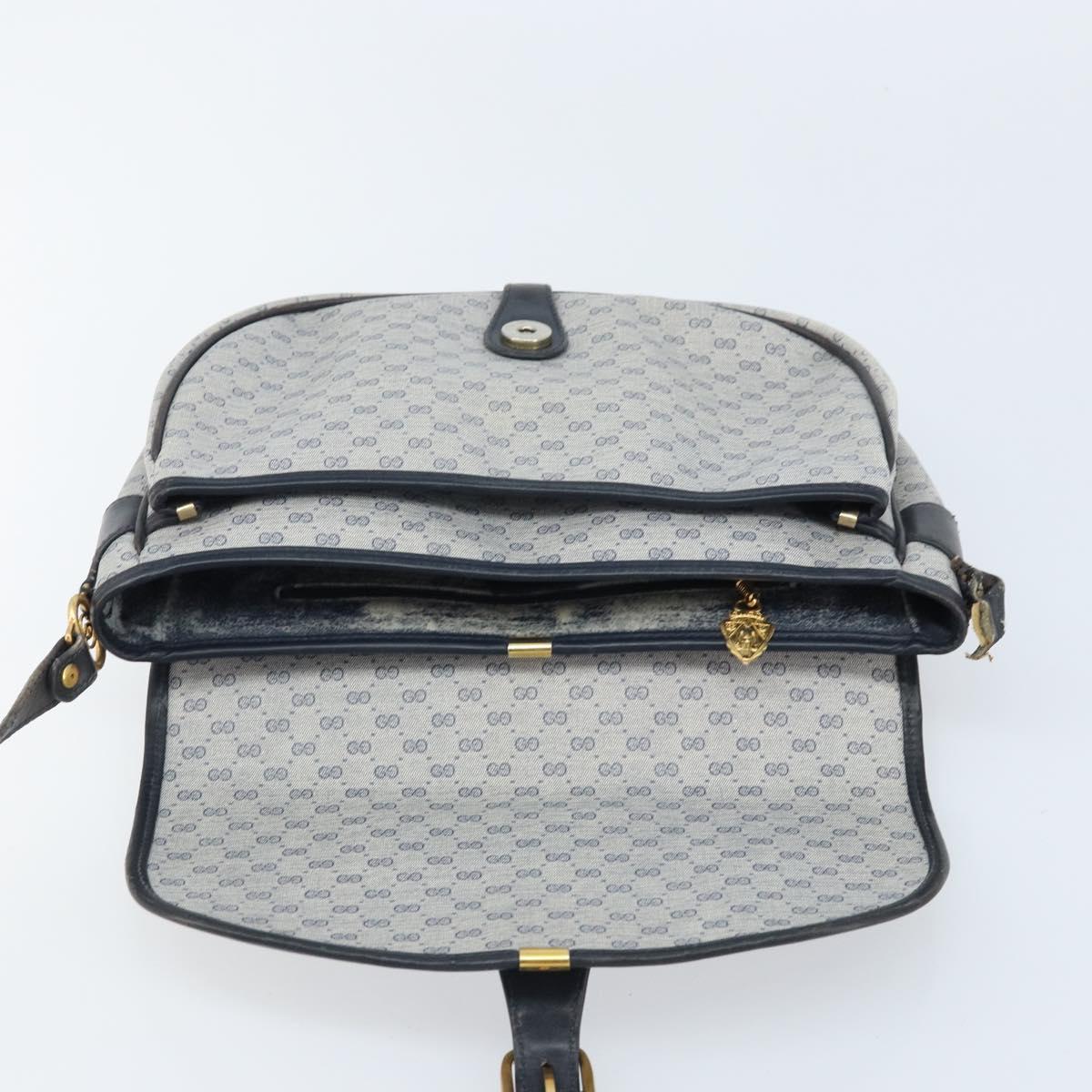 GUCCI Micro GG Supreme Shoulder Bag PVC Navy Gold Auth ARZ314