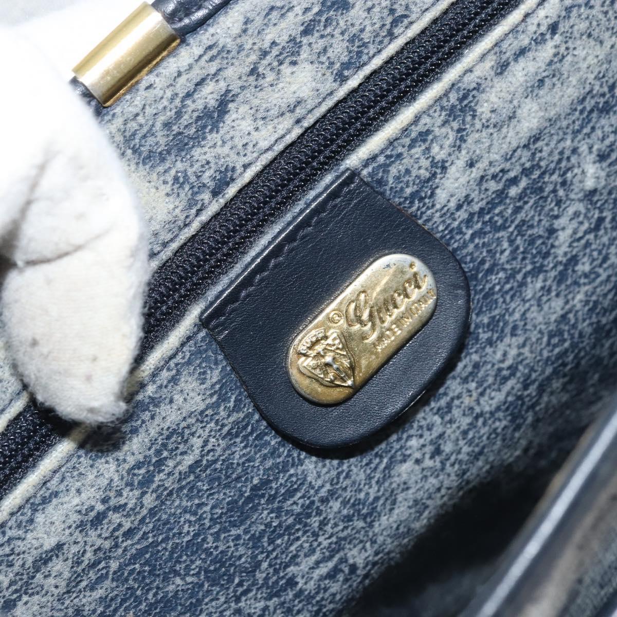 GUCCI Micro GG Supreme Shoulder Bag PVC Navy Gold Auth ARZ314