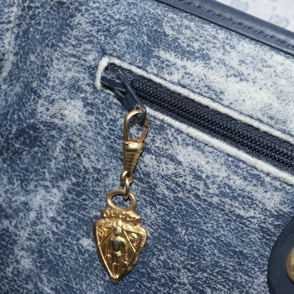 GUCCI Micro GG Supreme Shoulder Bag PVC Navy Gold Auth ARZ314