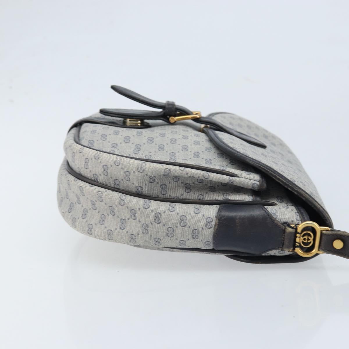GUCCI Micro GG Supreme Shoulder Bag PVC Navy Gold Auth ARZ314
