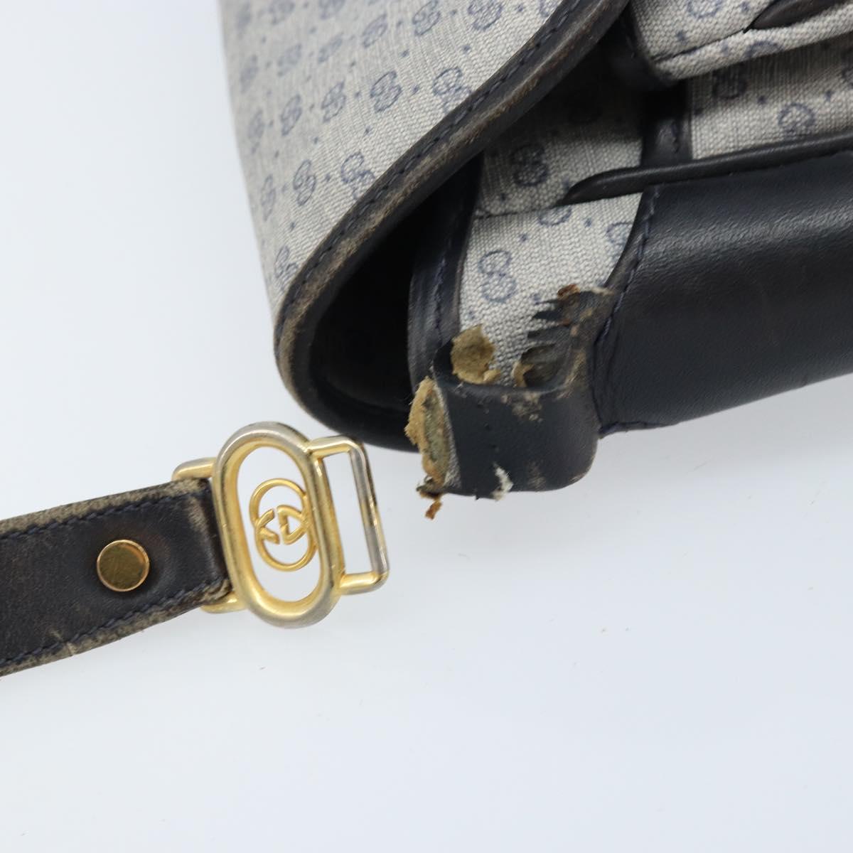 GUCCI Micro GG Supreme Shoulder Bag PVC Navy Gold Auth ARZ314