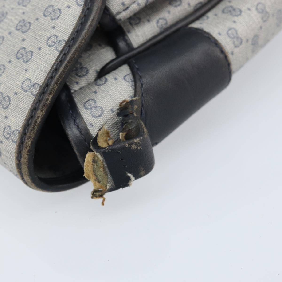 GUCCI Micro GG Supreme Shoulder Bag PVC Navy Gold Auth ARZ314