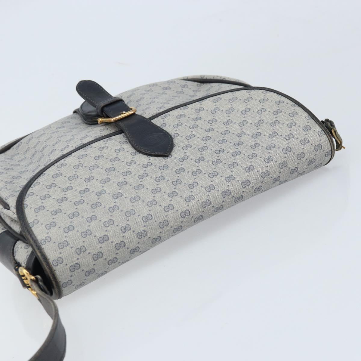 GUCCI Micro GG Supreme Shoulder Bag PVC Navy Gold Auth ARZ314