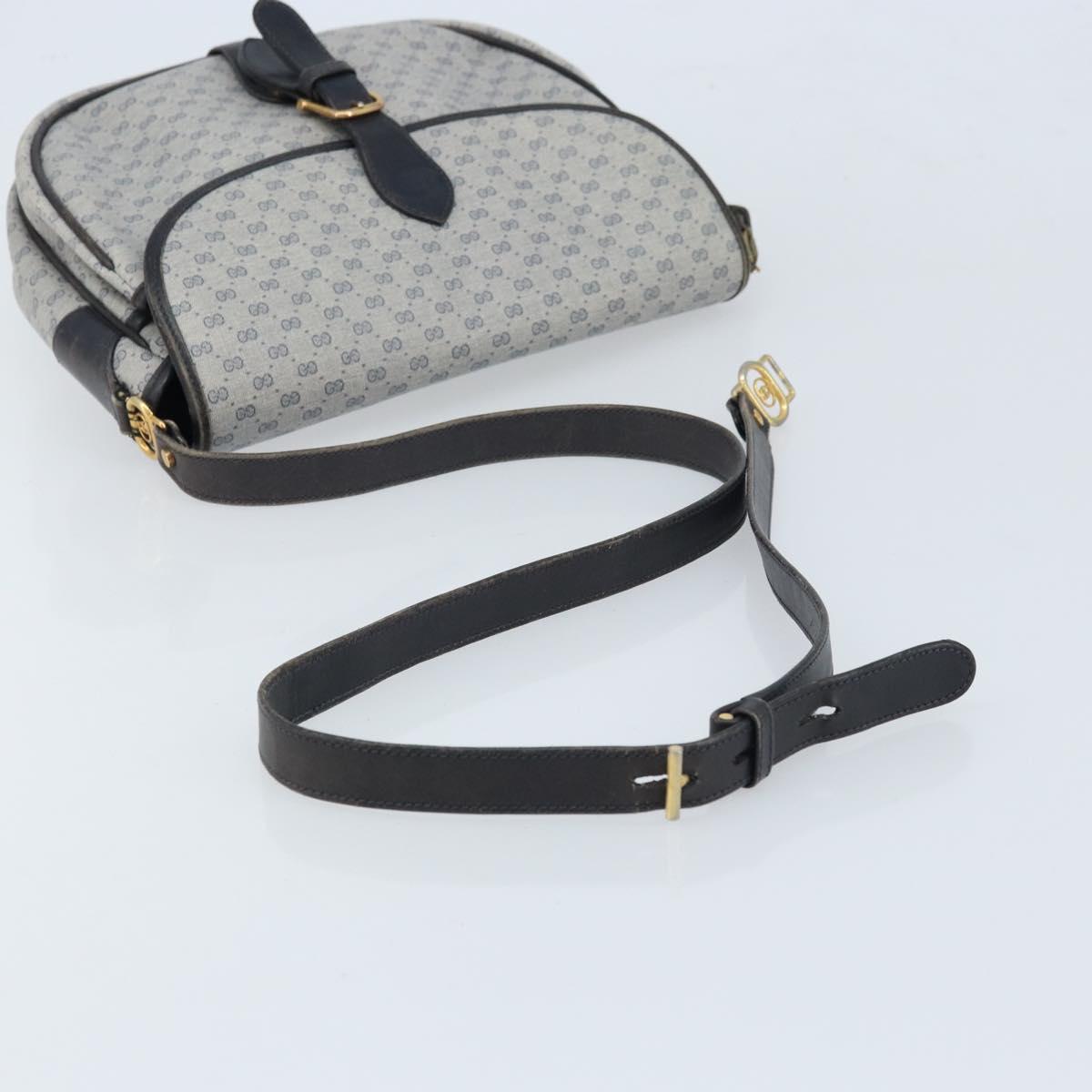 GUCCI Micro GG Supreme Shoulder Bag PVC Navy Gold Auth ARZ314