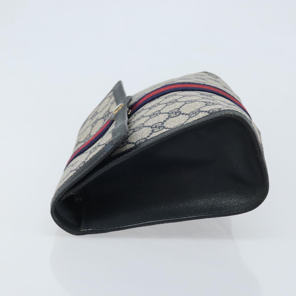 GUCCI GG Supreme Sherry Line Clutch Bag PVC Navy Red 84 01 007 Auth ARZ315