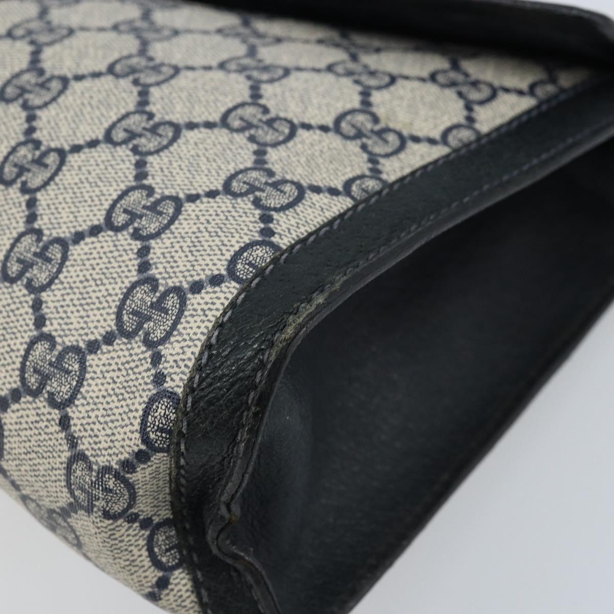 GUCCI GG Supreme Sherry Line Clutch Bag PVC Navy Red 84 01 007 Auth ARZ315