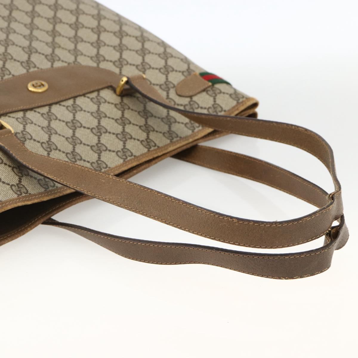 GUCCI GG Supreme Web Sherry Line Tote Bag PVC Beige Gold 39 02 091 Auth ARZ316